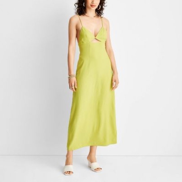 Future Collective™ with Alani Noelle Strappy Cutout Midi Slip Dress - Lime - Picture 1 of 4